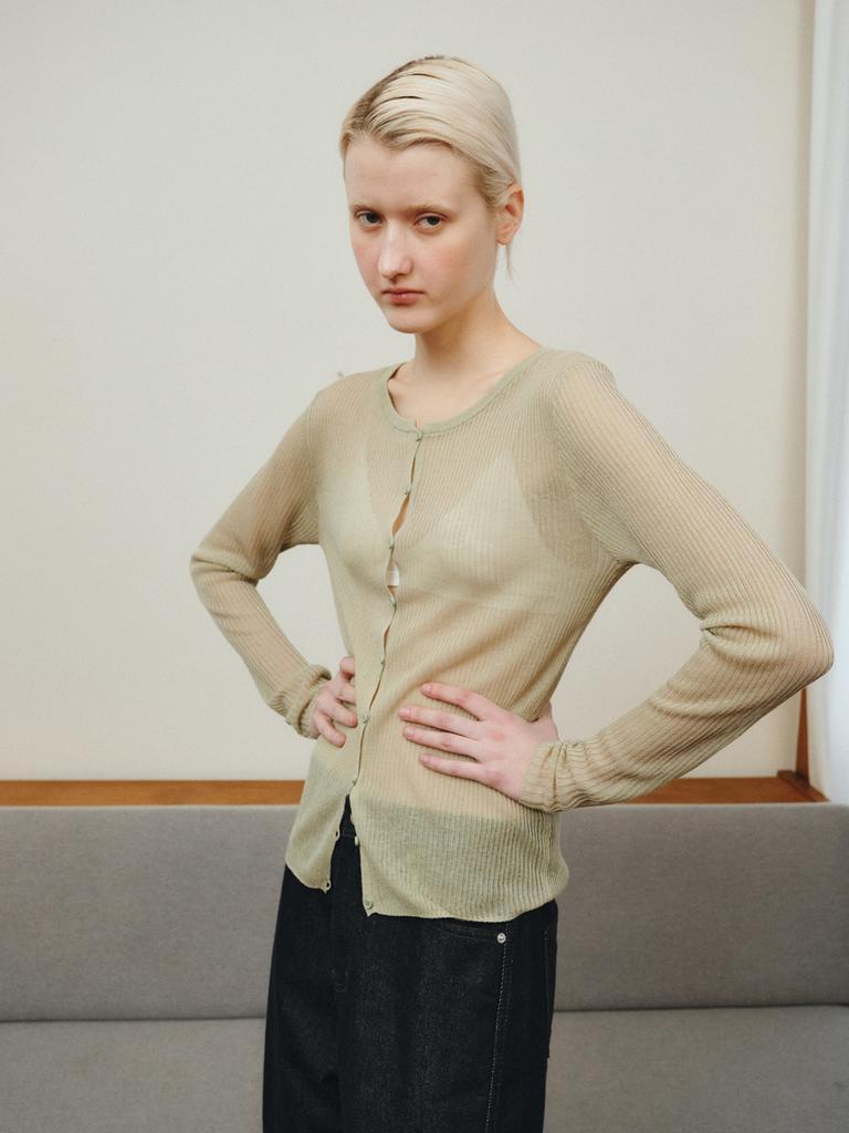 Reply Ribbed Layered Cardigan Set_Green