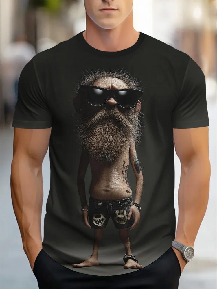 Funny Unisex Funny 3d Old Unisex Graphic Tee Cool Hipster Cartoon Character With Sunglasses Casual Streetwear Short Sleeve Tops
