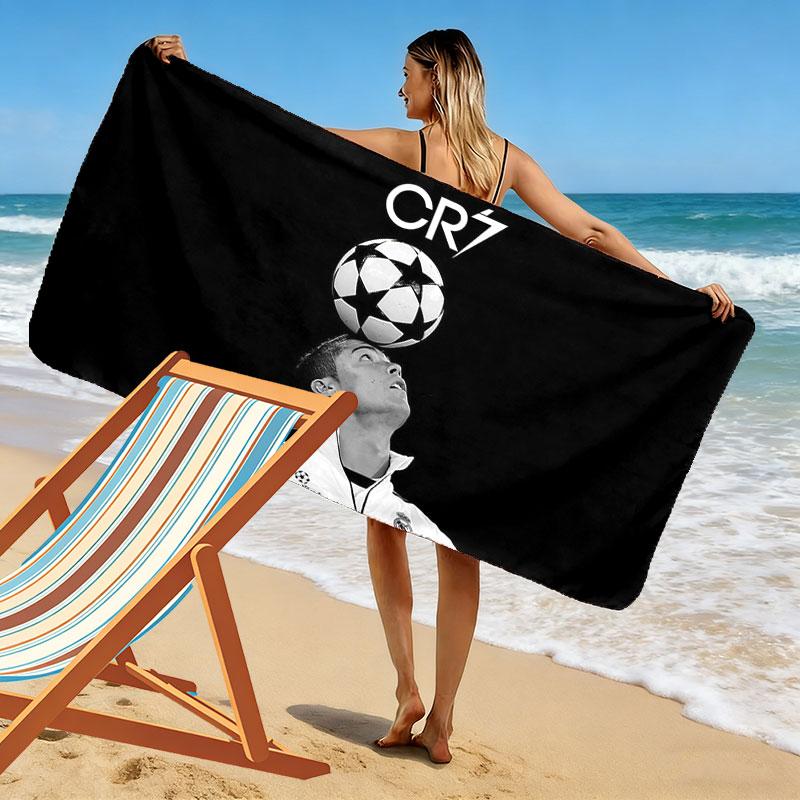 Cristiano Ronaldo Print Strandtuch, Großes Weiches Schnelltrocknendes Handtuch für Strand Camping Schwimmen
