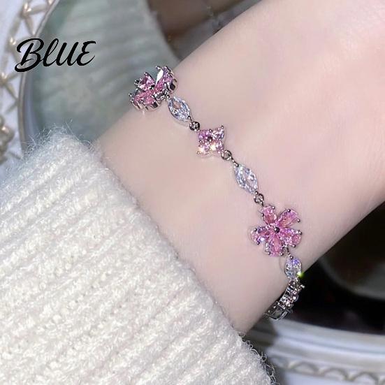 Non-fading Bracelet Women Shiny Rhinestones Inlaid Flower Comfortable Wear Shape