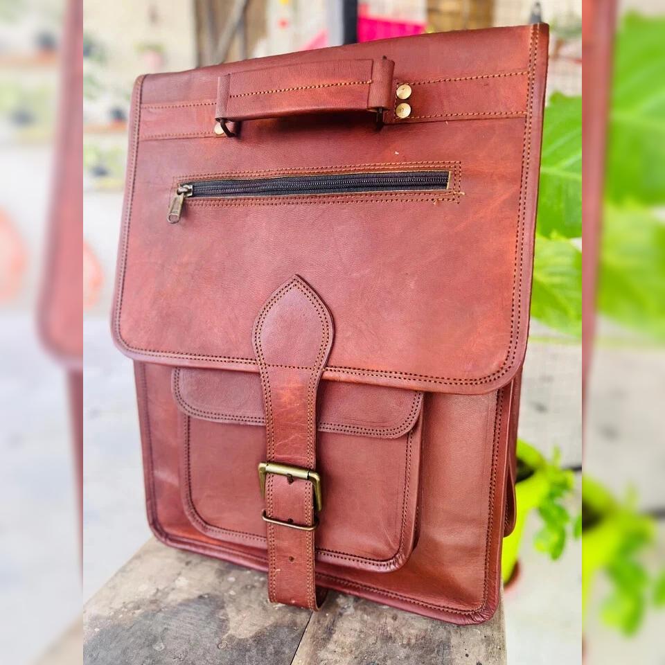 New Goat Leather Bag Backpack Laptop Rucksack Men Genuine Travel Women