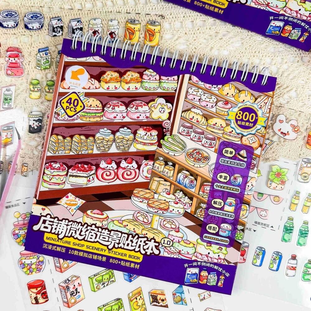 10 Scenes Miniature Scene Sticker PET Die-cut Scene Sticker Book 3D Stacking Sticker Holiday Gifts