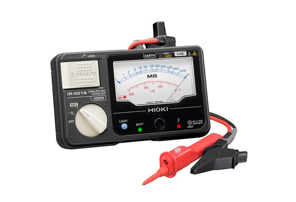HIOKI Insulation Resistance Meter Analog Megohm with Switched Lead Set Accessories JIS Certified Made In Japan Rated Single Range DC 1000V Megger