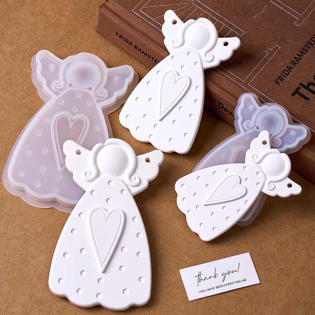 Faceless Angel Silicone Molds DIY Christmas Tree Hanging Ornament Gypsum Molds Concrete Resin Craft Gifts Making Home Xmas Decor
