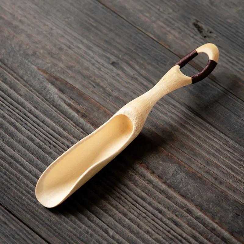 Handmade Bamboo Tea Scoop Traditional Zen Kung Fu Teaware Accessories Kitchen Seasoning Dispenser Tool Coffee Bean Spoon Shovel