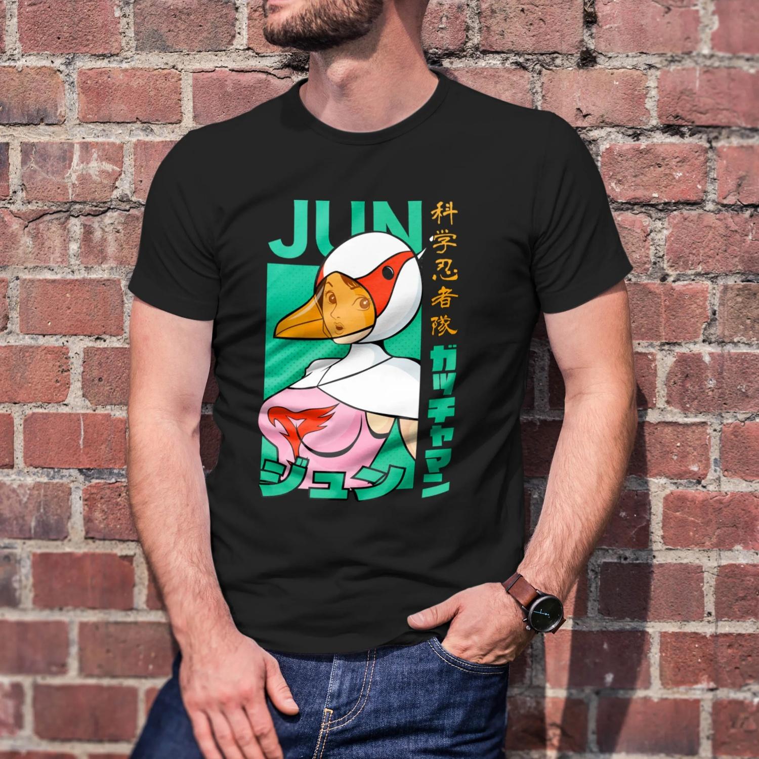 

Vintage anime T-shirt Swan - Gatchaman graphic printing t shirt Unisex Casual cotton Vintage round neck Tees Short Sleeve S чёрный