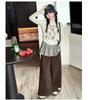 Girls' Trendy Autumn Outfit: Stylish Sweatshirt & Flap Pants Two-Piece Set