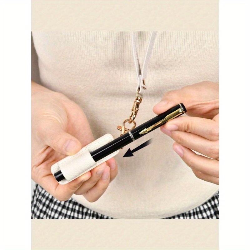 1pc Portable Keychain Pen Holder Pen Clip PU Badge Pencil Case Pen Bag With Clip for Badge Pen Holder Keychain Gifts For Women