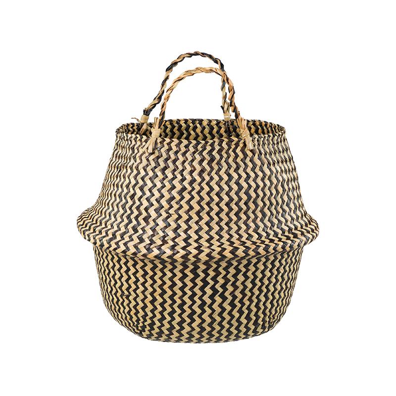 Seegras Aufbewahrungskörbe Groß Faltbarer Rattan Bauchkorb Wäsche Spielzeug Organizer Behälter Garten Blume Pflanze Korb