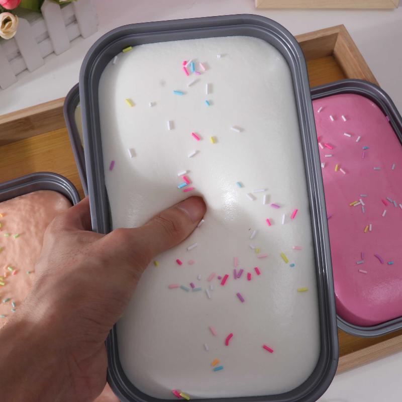 Slow Rebound Cream Cake Squeeze Toy Sticky Box Design Fidget Stress Relief Toy for Kids Adults Party Favor Holiday Gift