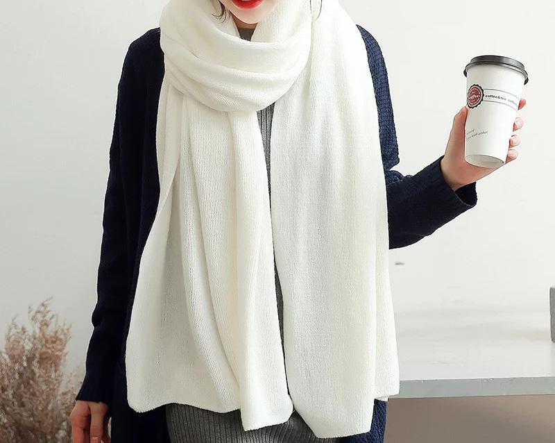 Autumn and Winter Korean Popular Solid Color Imitation Cashmere Knitted Yarn Scarf for Men and Women Versatile Scar