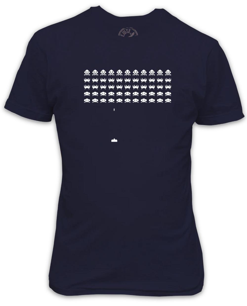 Space Invader Scene Inspired Black T-Shirt XL