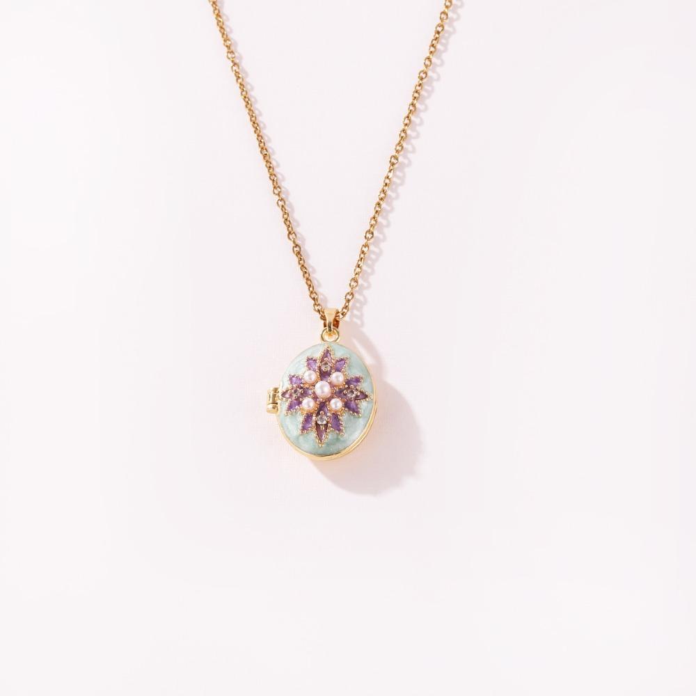Brass Photo Locket Pendant Necklace Non-Fading Locket Necklace For Jewelry Gifts