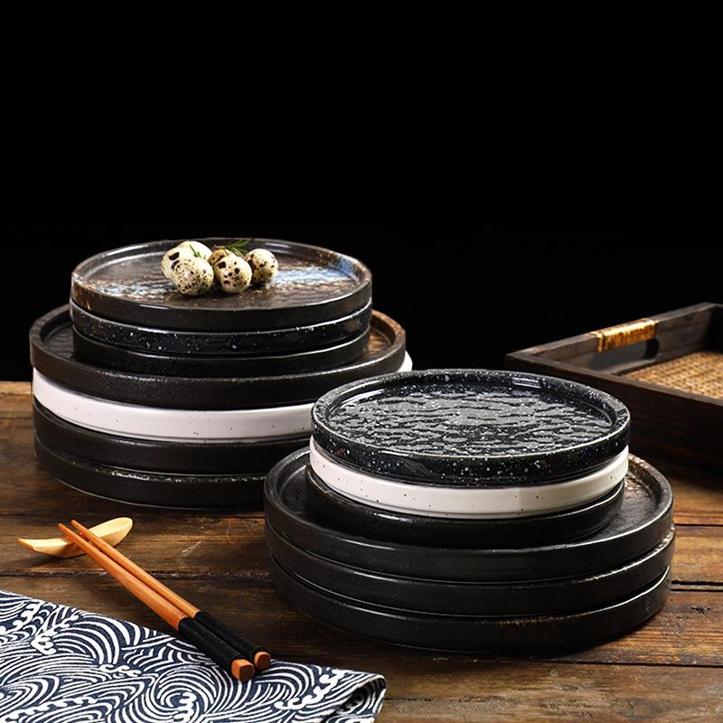 Creative Pasta Western Pizza Plates Ceramic Steak Plates Simple Stone Pattern Flat Tray Japanese Cuisine Home Restaurant Plate