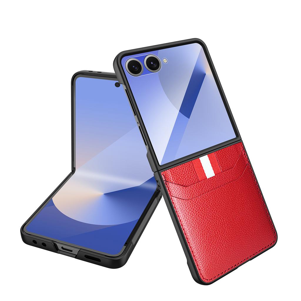 For Samsung Galaxy Z Flip 7 Case Luxury Lichee PU Leather Skin Card Protective Back Cover Case For Samsung Z Flip 7 6 5 4 Shell