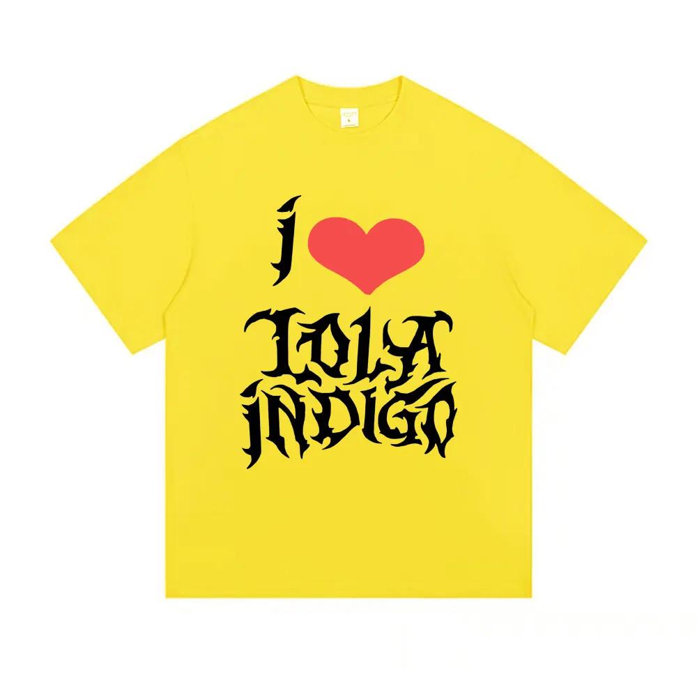

Я люблю Лолу Индиго Тур 2025 Футболка Лето Мужская Мода Повседневные Свободные Футболки Мужчины Женщины Эстетическая Мода Уличная Одежда 4XL