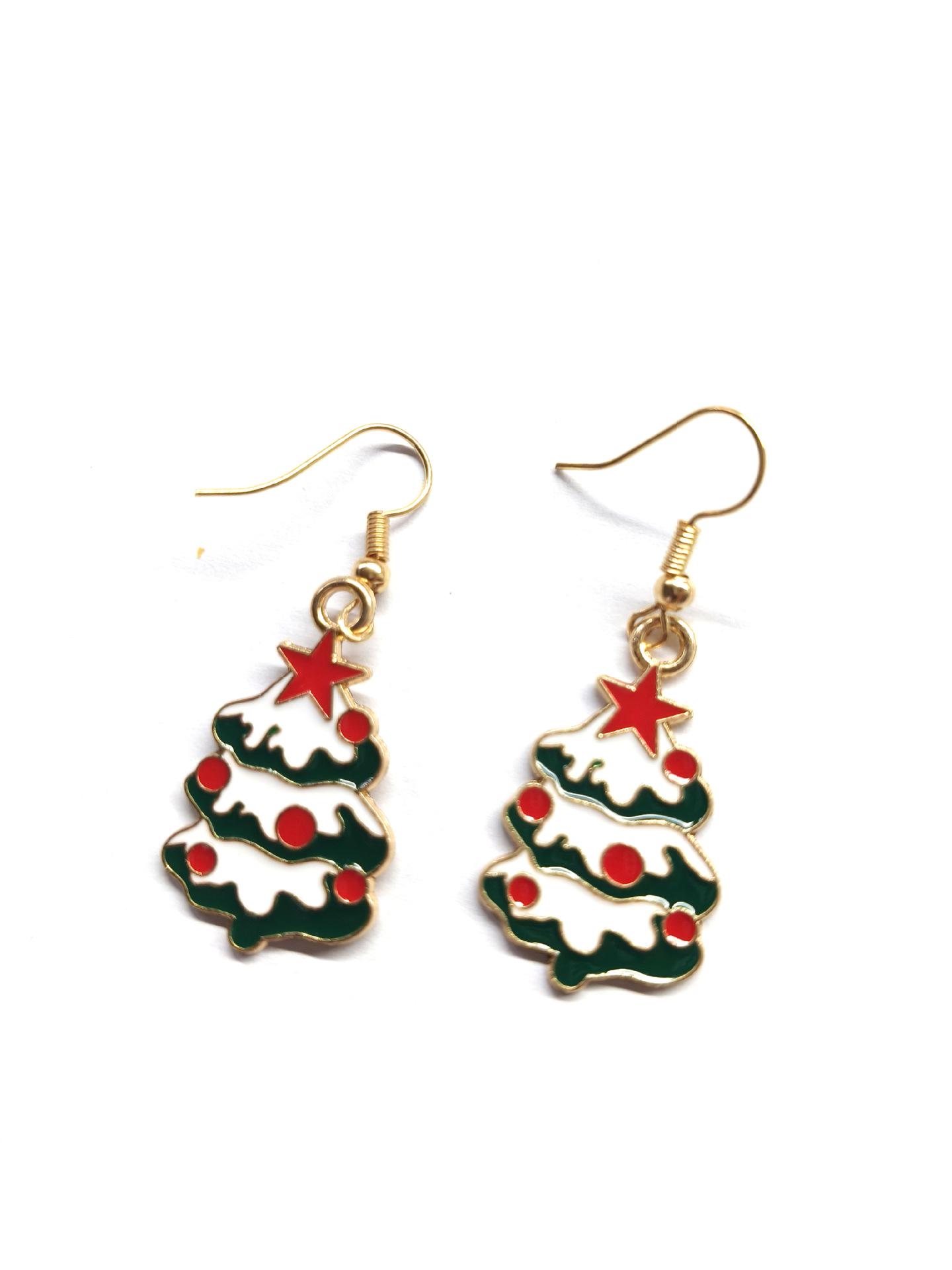Праздничные серьги-капли с Санта-Клаусом, елкой и оленем - Милые и модные серьги с крючками