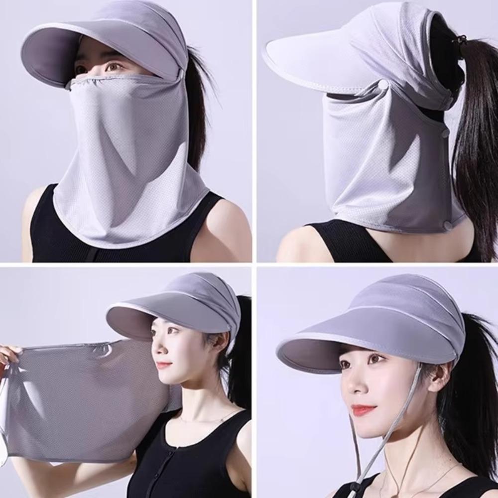 Removable Sunscreen Face Cover Hat Adjustable Sunscreen Hats Gifts Ice Silk Sunscreen Cap
