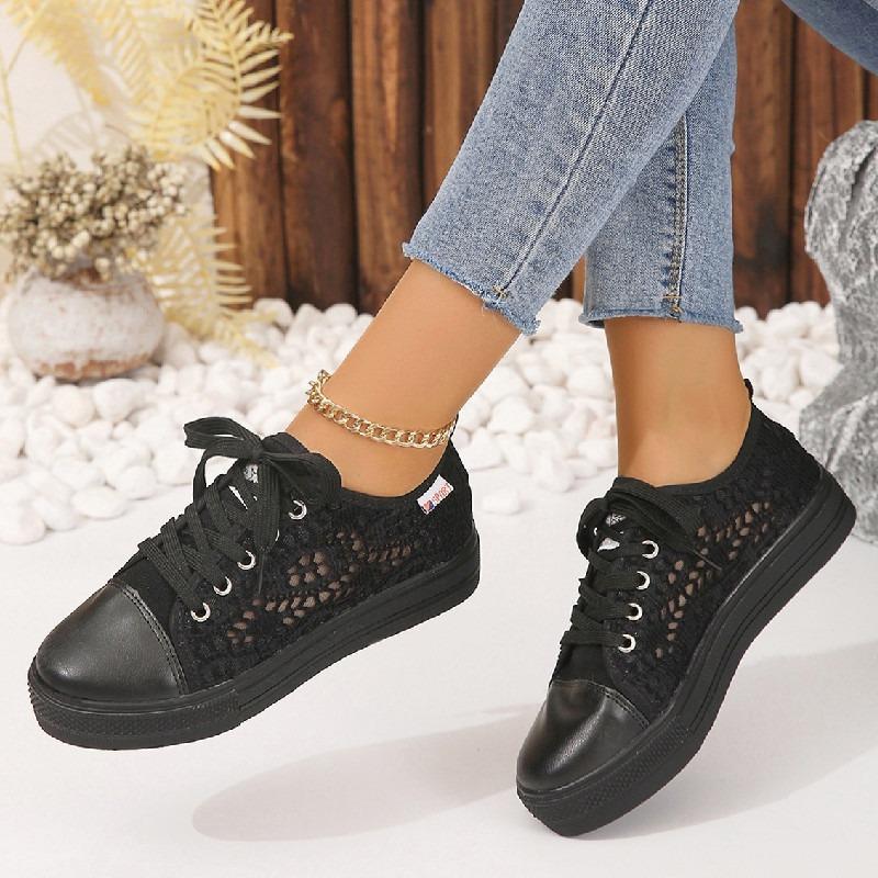 Casual single shoes women's autumn new round head lace casual flat white shoes
