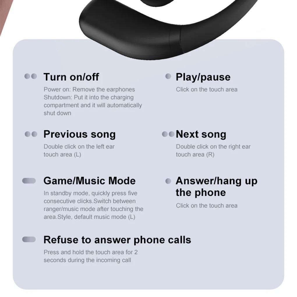 YJ55 Smart Bluetooth Headphones Open Semi-in-ear Air Conduction True Wireless Sports Long-lasting Bluetooth Headphones NEW 2025