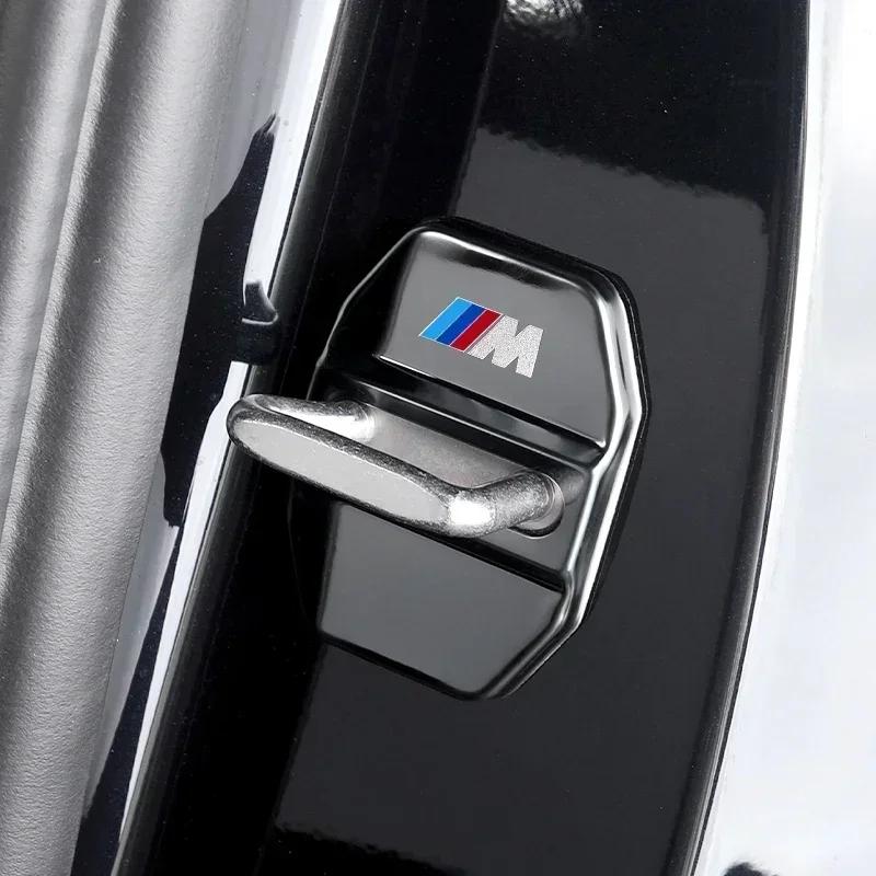 New 4PCS Car Door Lock Cover Carbon Fibre Stikcer Case Car Accessories For BMW E46 E90 E60 F10 E39 F30 E36 F20 E87 E90 E70