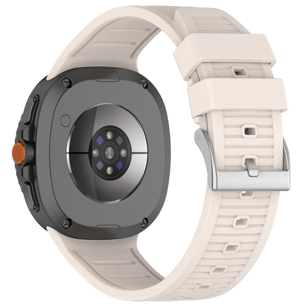 Silicone Watch Band for Samsung Galaxy Watch8 Classic 46mm/Watch8 44mm/40mm Steel Buckle Striped Strap