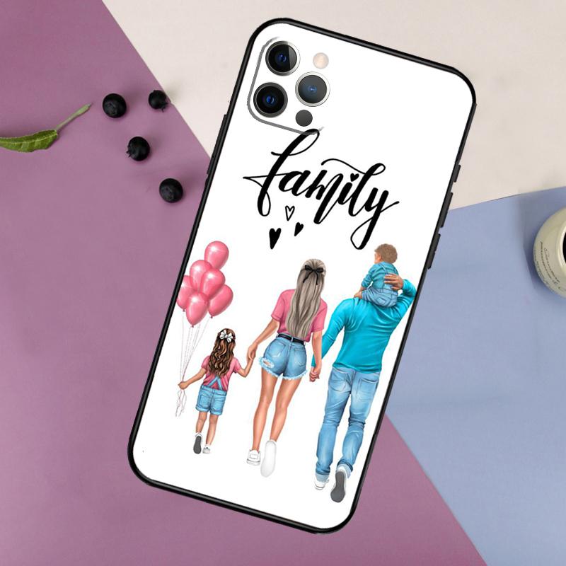 Baby Mom Daughter Girl Son Dad Phone Case For iPhone 16 15 14 13 12 11 17 Pro Max 13 mini 16 Plus 16e 17 Air Bumper Cover
