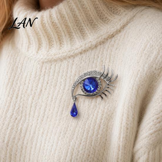 Non-fading Eye Pin Bling Rhinestone Eyes Brooch Pin, Tear of Angel Lapel for Women, Sweater Cardigan Coat Suit Decoration Jewelry Accessories