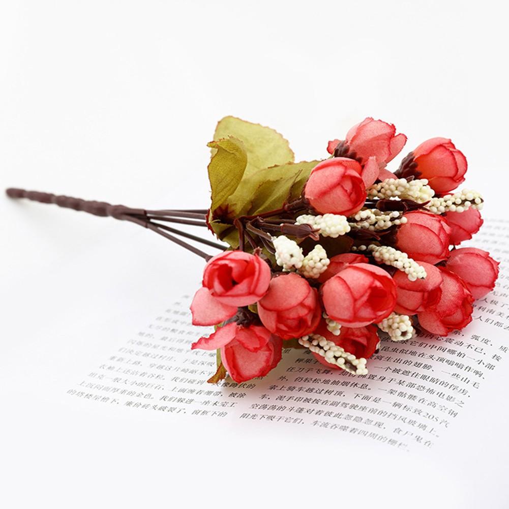 

15 Heads Small Bud Artificial Rose Bract Silk DIY Wed Home Christmas Photo Prop