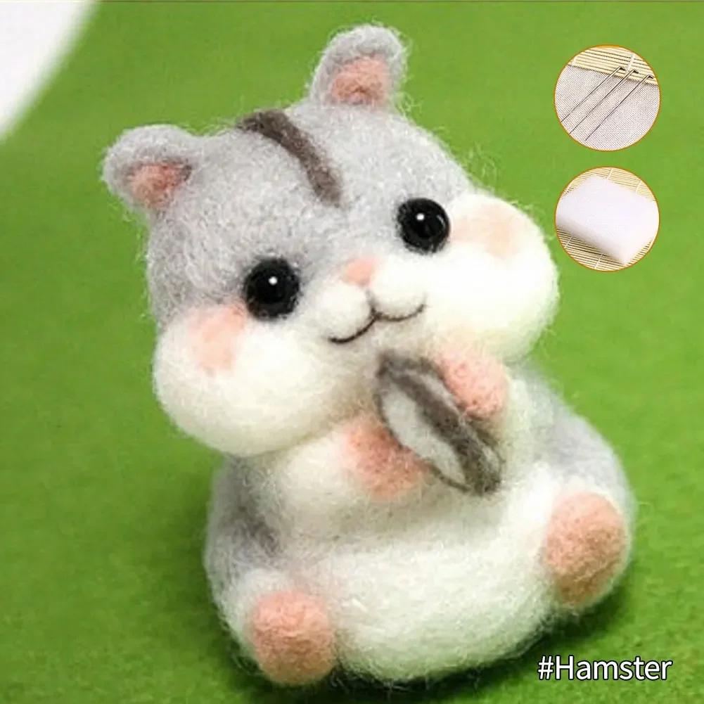 Cute Wool Felting Package Material Animal Handmade Toy Non-Finished DIY Arts Crafts Needlework Yarn Needle Felting Starter Kit