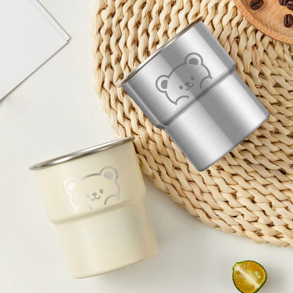 Cute Little Bear Water Mug 304 Stainless Steel Coffee Cup With Wooden Anti Scald Pad Office Workers Tumbler