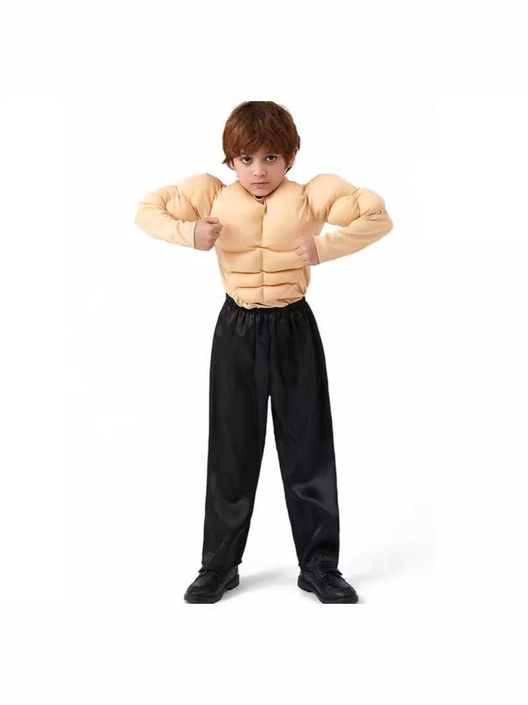 Muscle Man Cosplay T-Shirt with Fake Abs for Adults and Kids