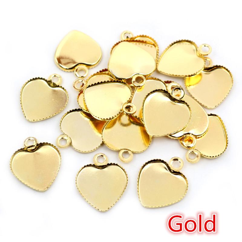 30 Stück 12mm Edelstahl Eisen Material Herz Leere Basis Fassung Passend für 12mm Herz Cabochon Anhänger Fassschalen DIY Schmuckzubehör