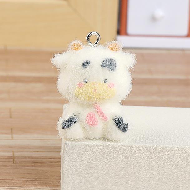 Flocked Zodiac Animal Pals Creative DIY Decoration for Bags Keychains Home Decor Cute Plush Charm Ornament Gift