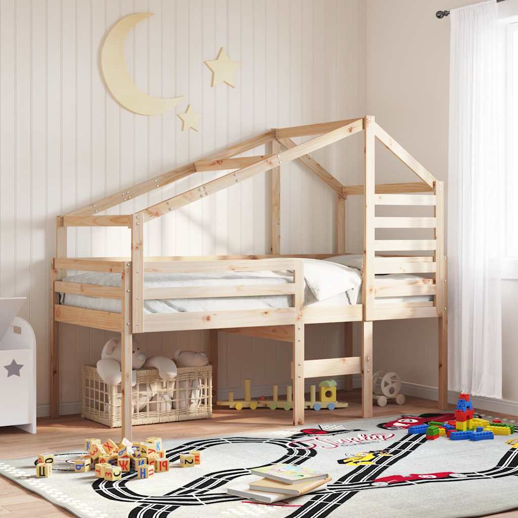 Vidaxl Canopy for Children's Bed, 198X87X113 Cm, Solid Pine Wood