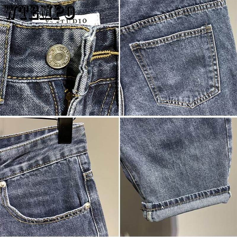 WTEMPO Sommer Herreshorts Løse Mote Denimshorts Vide Ben Shorts Fritidsshorts Draktsbukser Utendørs Strandbukser