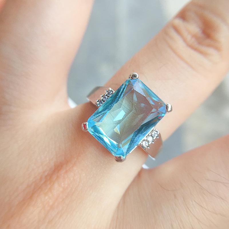 Fashion Luxury Topaz Engagement Ring, Sapphire Ring, Hand Accessories