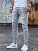 Petit de Français Men's Distressed Skinny Jeans, Chinos, Casual, Vintage, Bootcut, Loose Fit, Size D-48 (Size 30, Standard, Blue)