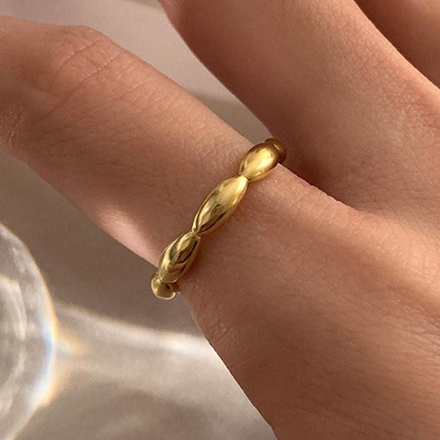 PONYKISS Sterling Silver Rice Beads Round Rings for Women Trendy Opening Fine Minimalist Personality Accessories