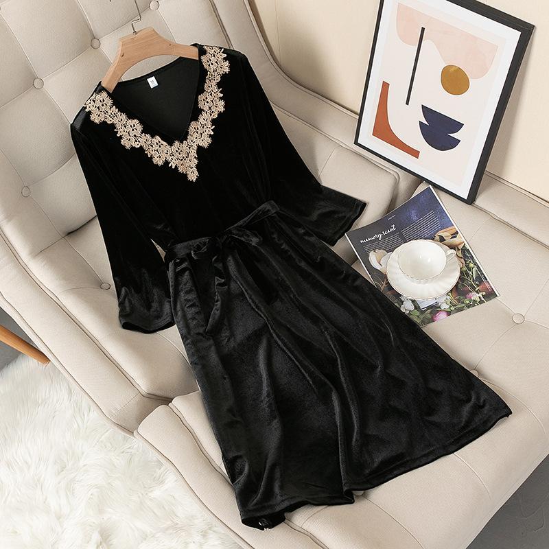 Velvet Pajamas Women's Pajamas V-neck Nightgown Velvet Pajamas Pajamas New Underwear Home Clothes