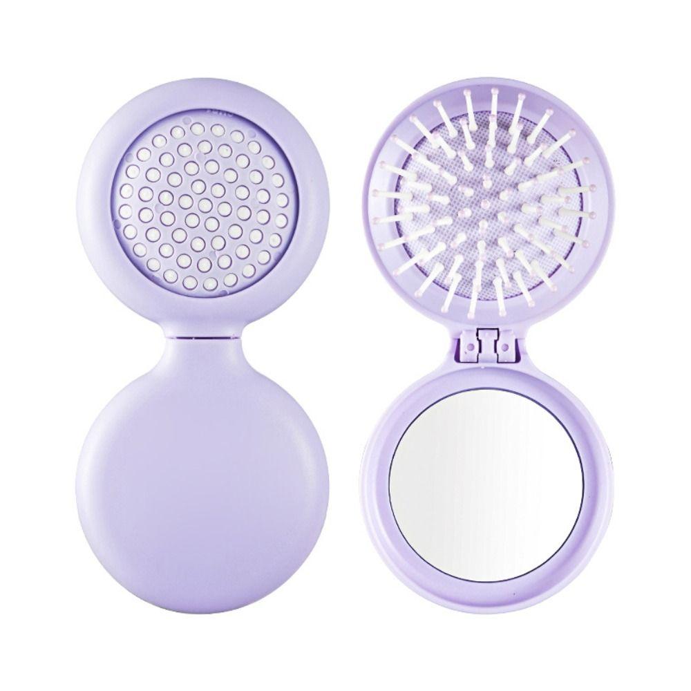4Pcs Mini Makeup Mirror with Comb Round Pocket Hair Brush Portable Folding Air Bag Comb  Girl Women