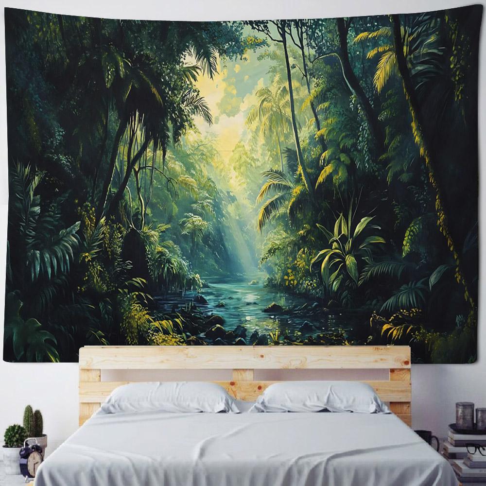 Bohemian Style Tapestry, Tropical Plant Art Wall Hanging, Psychedelic Home Background Decoration, Available In Various Sizes