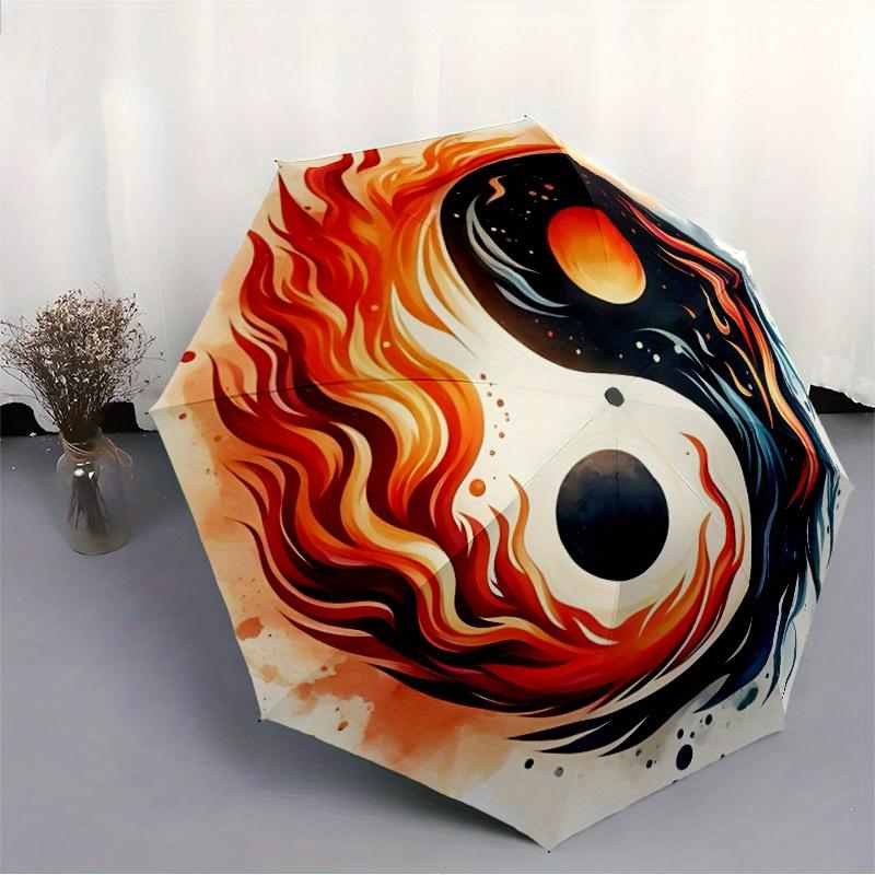 1pc Yin Yang Symbol Automatic Opening/closing umbrella, Reinforced 8-Rib Construction, Compact Travel Umbrella yy250808182