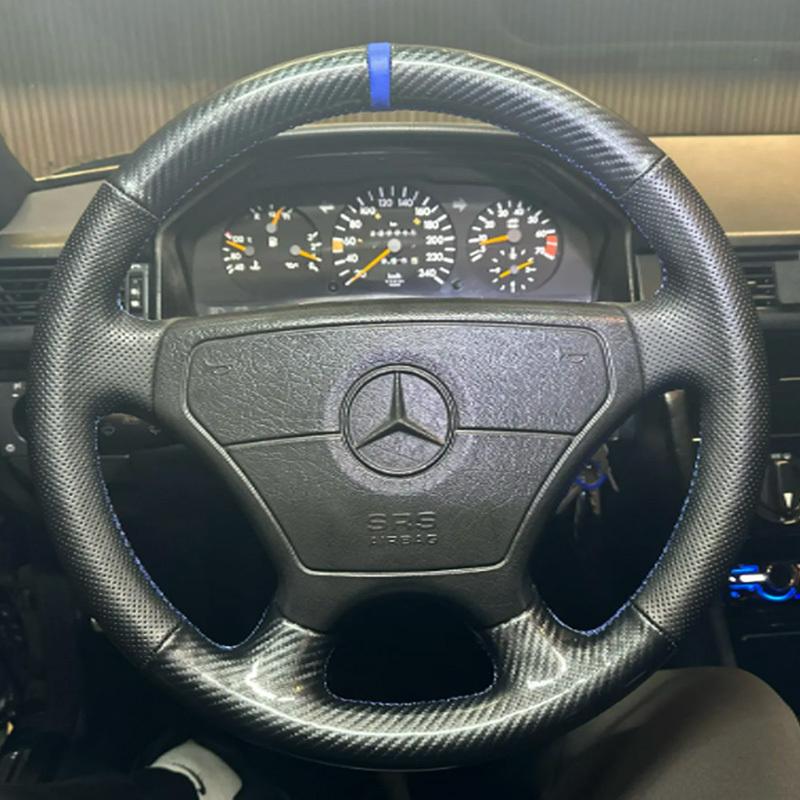 Hand Stitched Non-slip Car Steering Wheel Cover for Mercedes Benz E320 W201 W202 W210 W124 W140 C140 1992-2000 DIY Car Interior