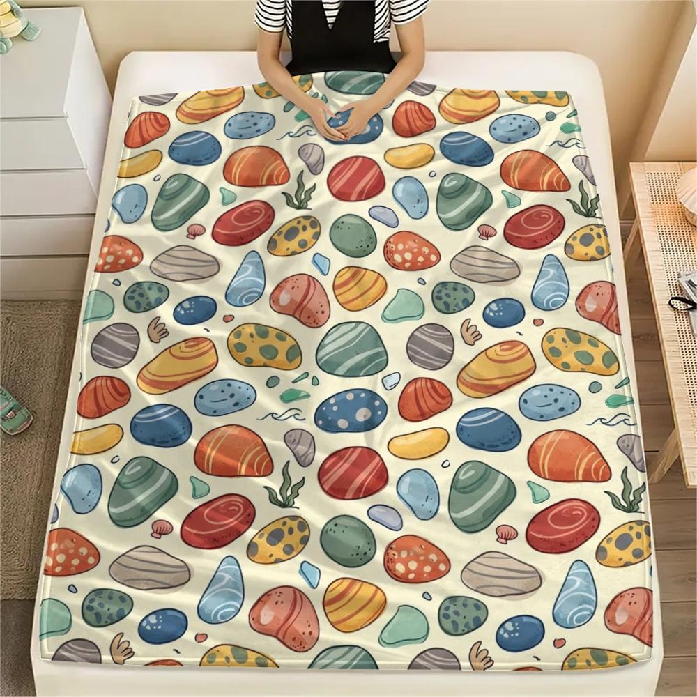 1PC Summer Beach Print Flannel Blanket, High quality All Seasons, Home Decor, Warmth and Comfort, Perfect for Christmas Gifts