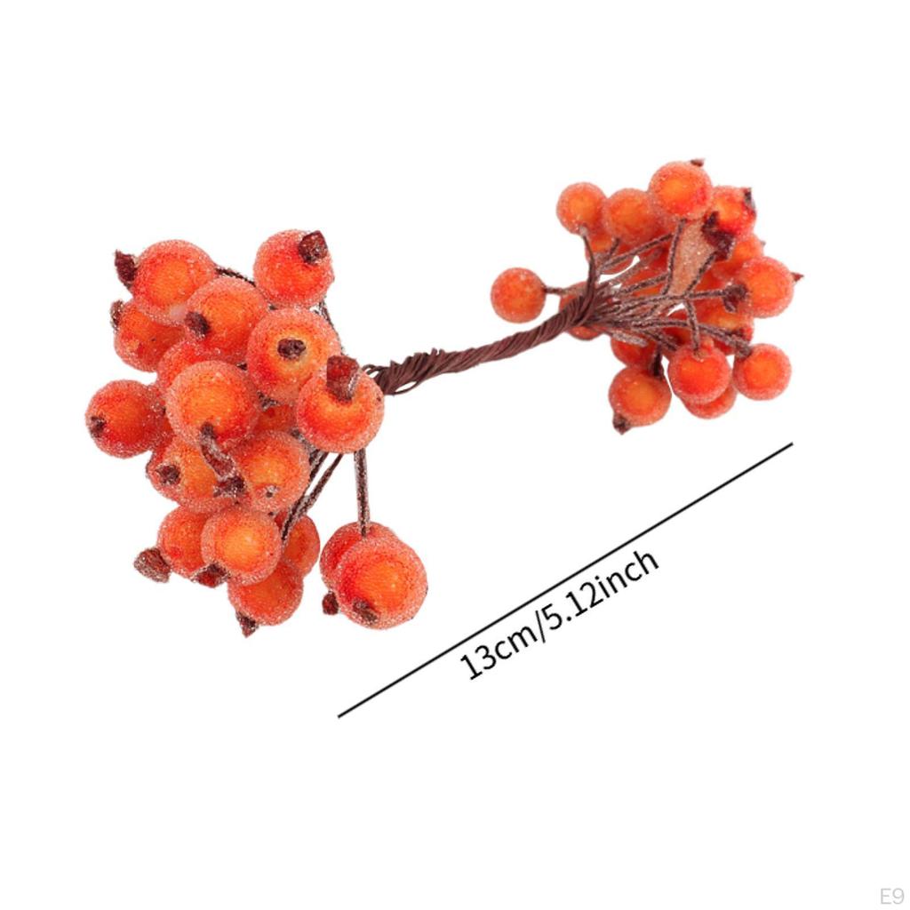 40 Köpfe Künstliche Frosted Holly Beeren Blumenarrangement Gefälschte 20 Draht für Party Handwerk