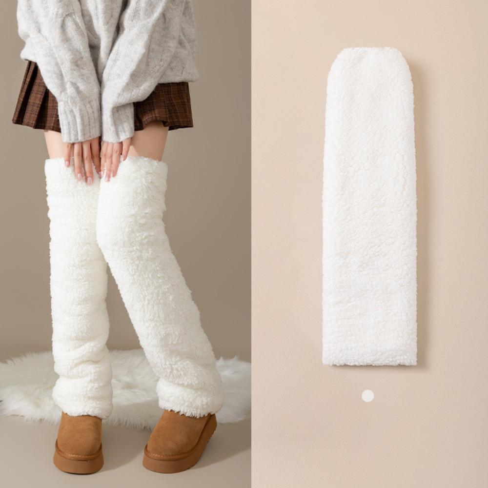Thickened Knee High Socks Coral Fleece Winter Socks Funny Warm Knee Pads  Home Use