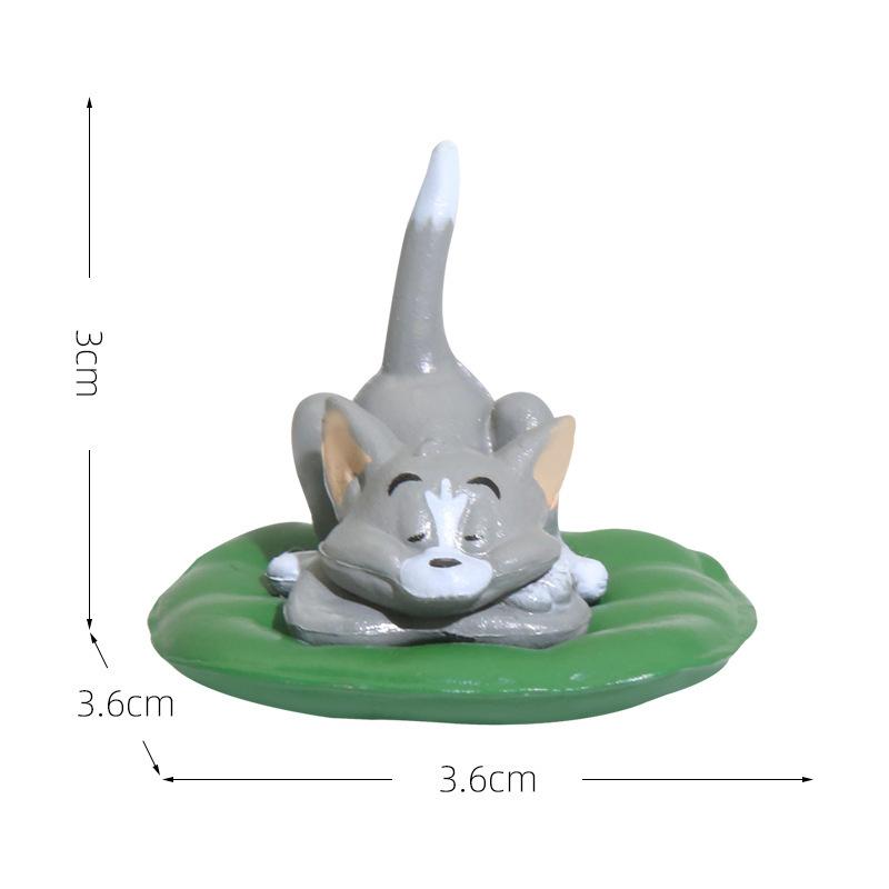 PVC Sleeping Tom and Jerry Car Ornament, Sweet Sleep Dolls for Car Interior Decoration, Cute Cartoon Dashboard Figurine