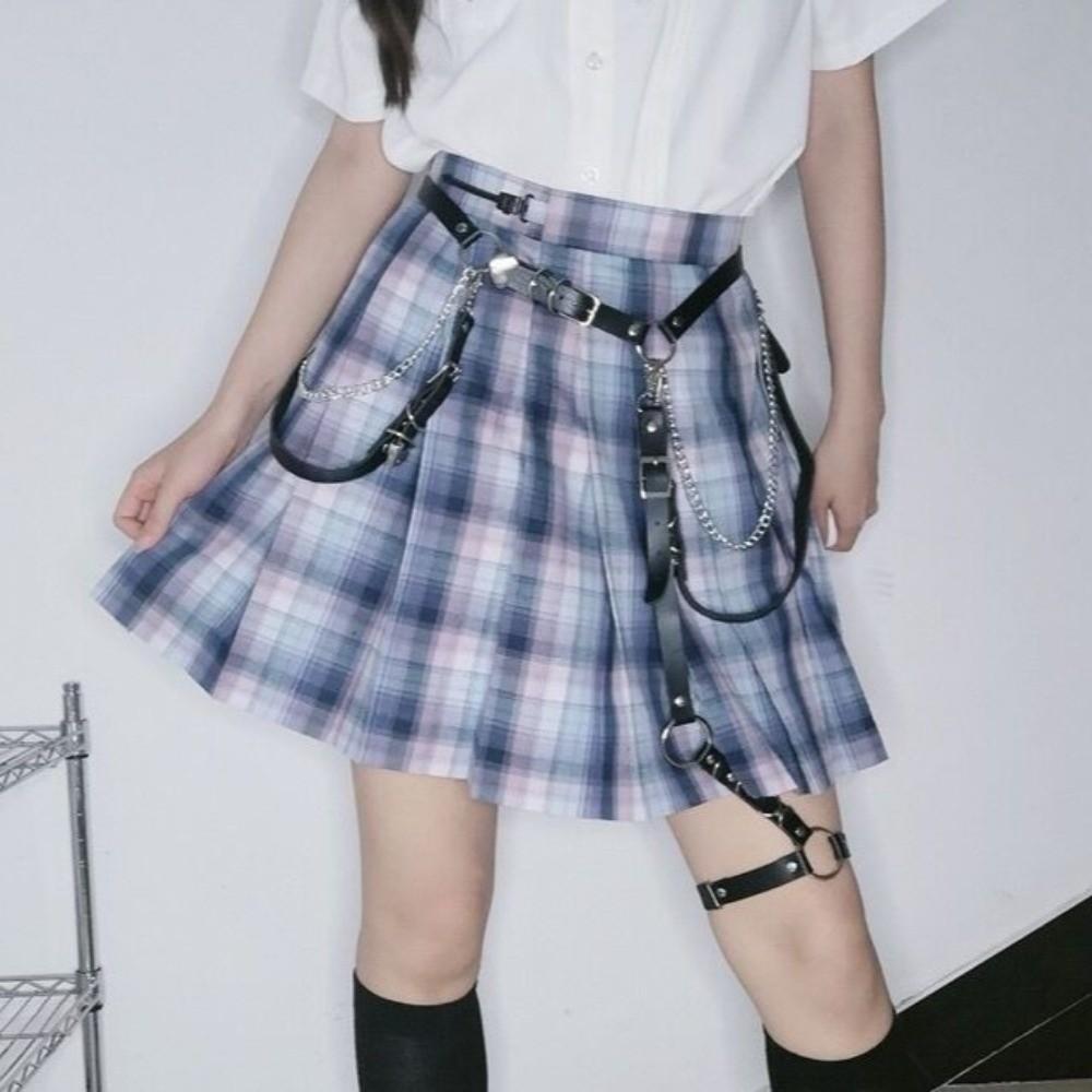 Hip Hop Skirt Belt Metal JK Leg Loop Personality Waist Chain  Girls