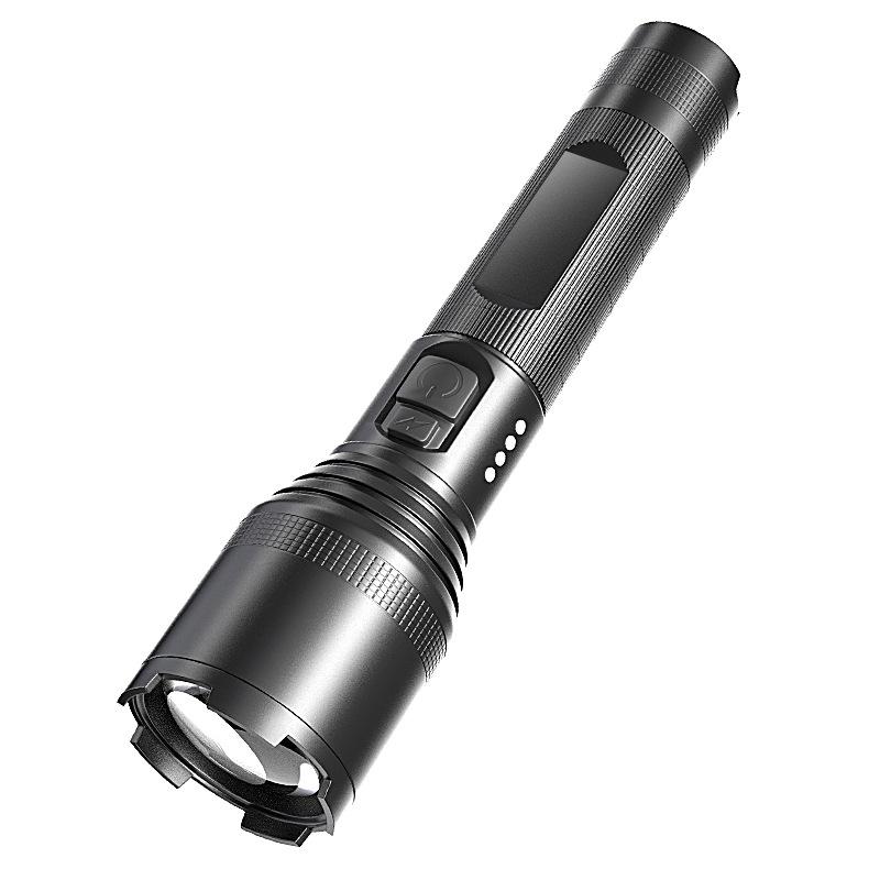 

Светодиодный мощный фонарик Type-c с зарядкой P50 Zoom Аварийный многофункциональный уличный фонарик чёрный
